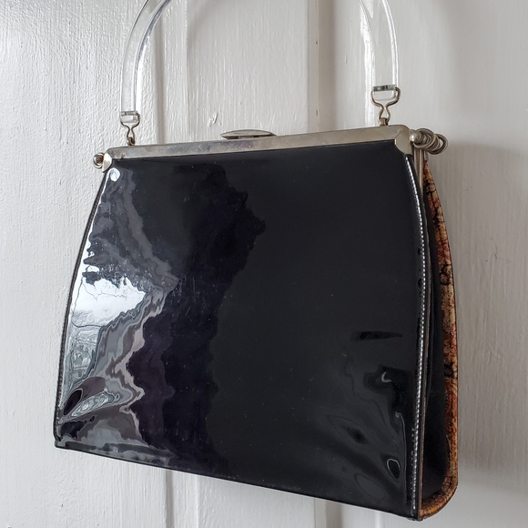 Rare 50s Vintage Handbag. Convertable to 3 styles. Lucite handle. Stunning! - Picture 3 of 5